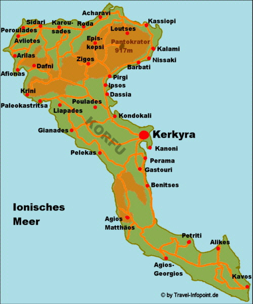 Karte von Korfu