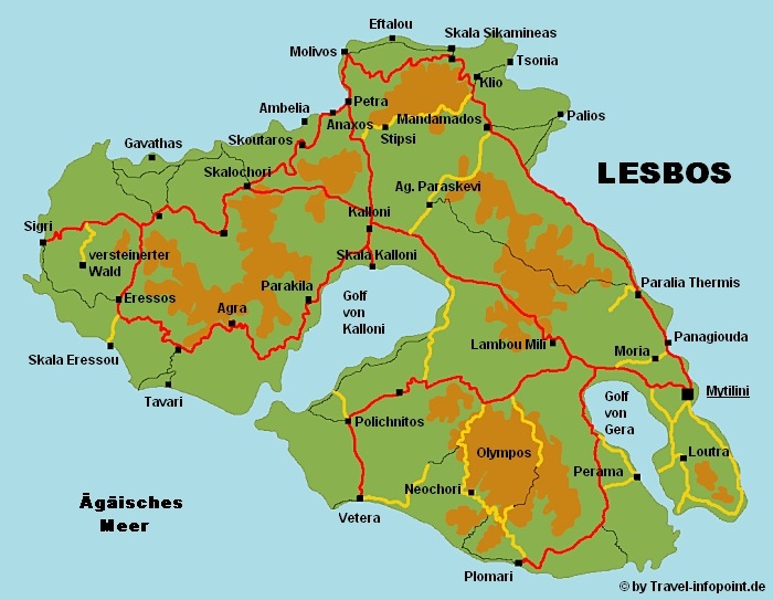 Übersichtskarte von Lesbos